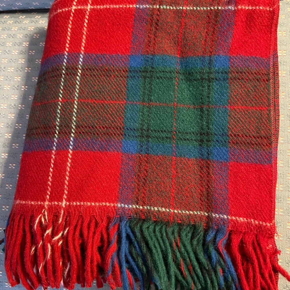 COPY - Vintage, Never Used Faribault Woolen Mills Virgin Wool Throw, Red, Blue,…